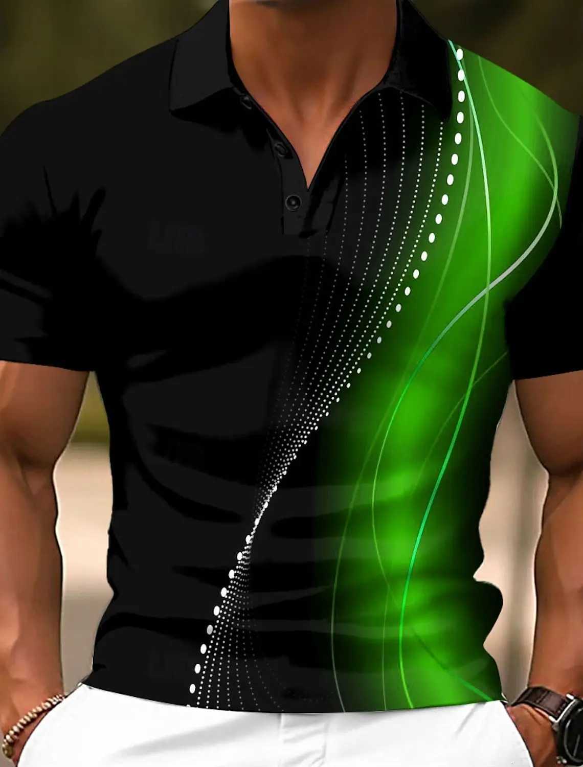 Mens Geometric Line Polo Short Sleeve Polo Shirts Collared Shirts Casual School Outdoor Daily Wear Home Wear 3D Print XJ250725