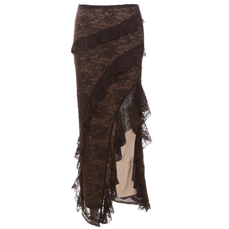 2024 Summer New Women's Fashion Solid Color Slim Fit Street Style High Waist Split Skirt 794