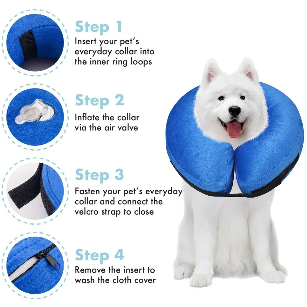 Dog Collar After Surgery Protective Inflatable Soft Blow Up Collar For Pet Recovery for Small Medium Large Dogs Cats Drink Eat 250716
