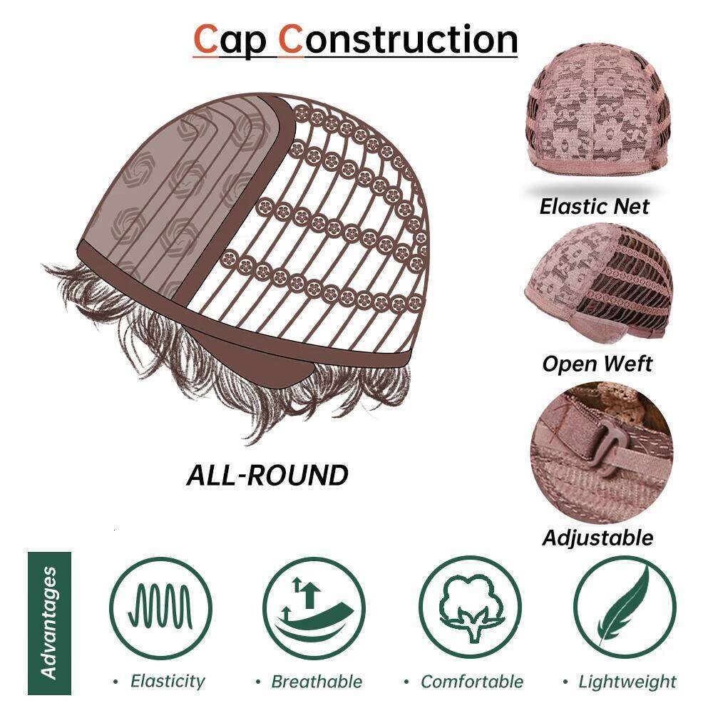 Light Brown Blonde Synthetic With Bangs For Women Human Hair Short Bob Daily Straight Wigs Fake Hair Cosplay Halloween Heat Resistant