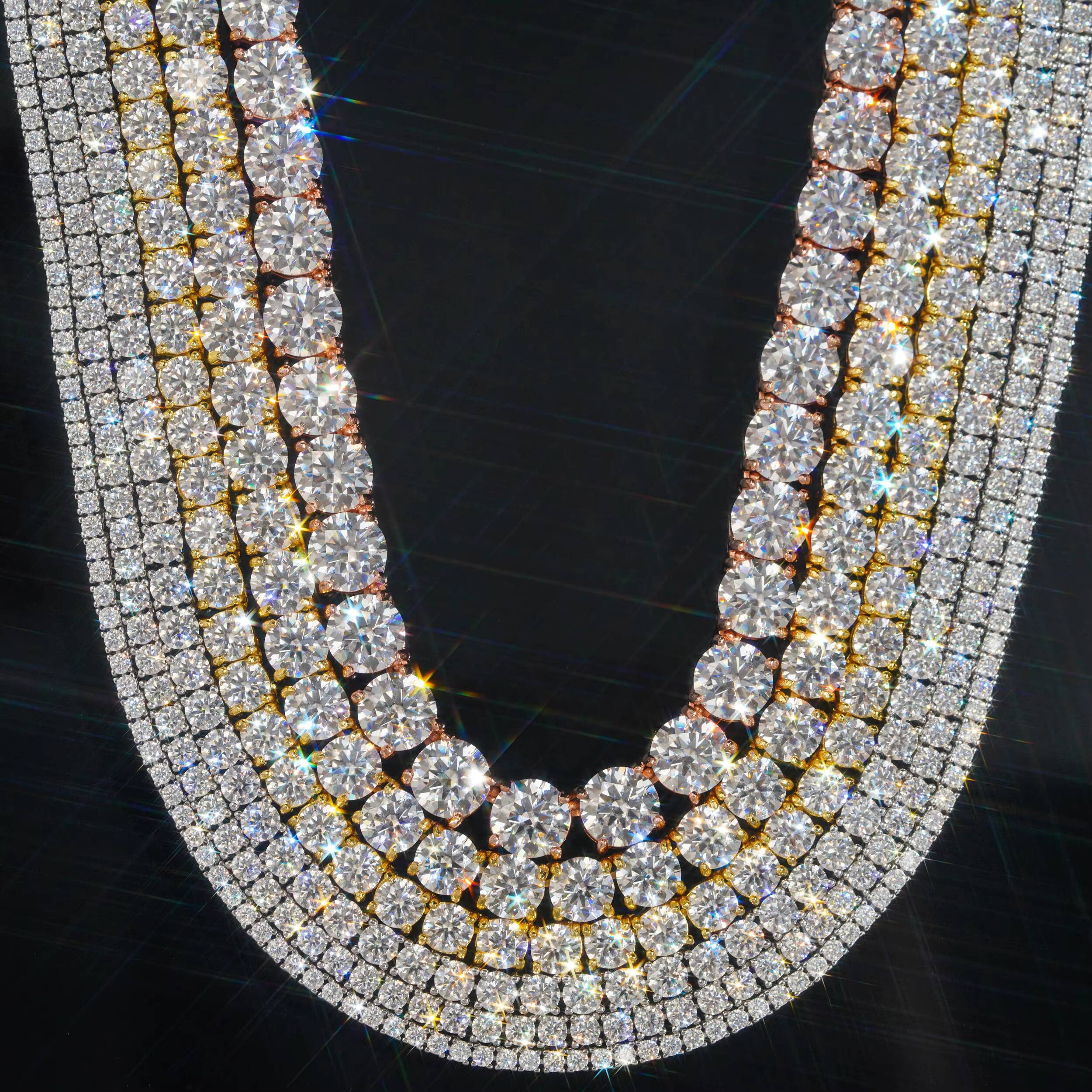 Wholesale Custom S925 Sterling Silver Fashion Vvs Moissanite Necklace with 10k 14k Gold Plated Tennis Chain for Men and Women