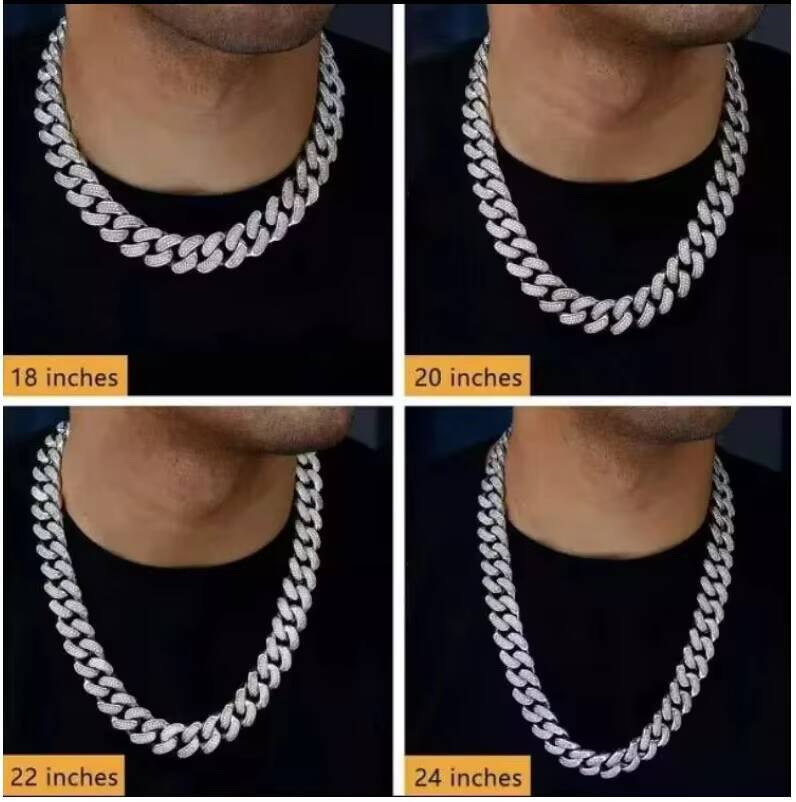Pass Diamond Tester VVS Moissanite Iced Out 10mm Mens Miami Cuban Link Necklace Hip Hop Lad Moissanite Diamond Bling Cuban Chain