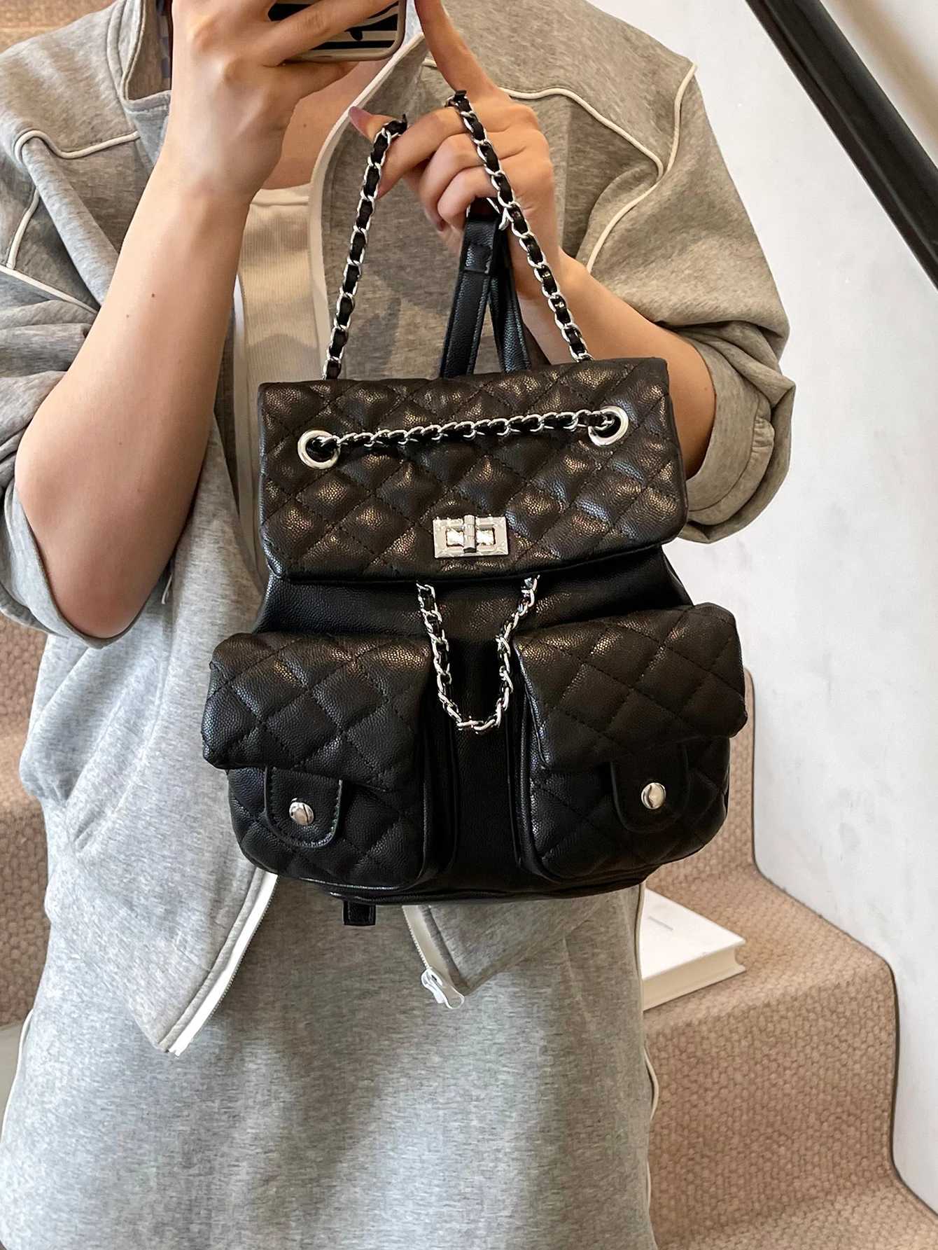 2025 Summer New Fashionable Diamond Chain Bag Casual Large Capacity Backpack for Women Y250725