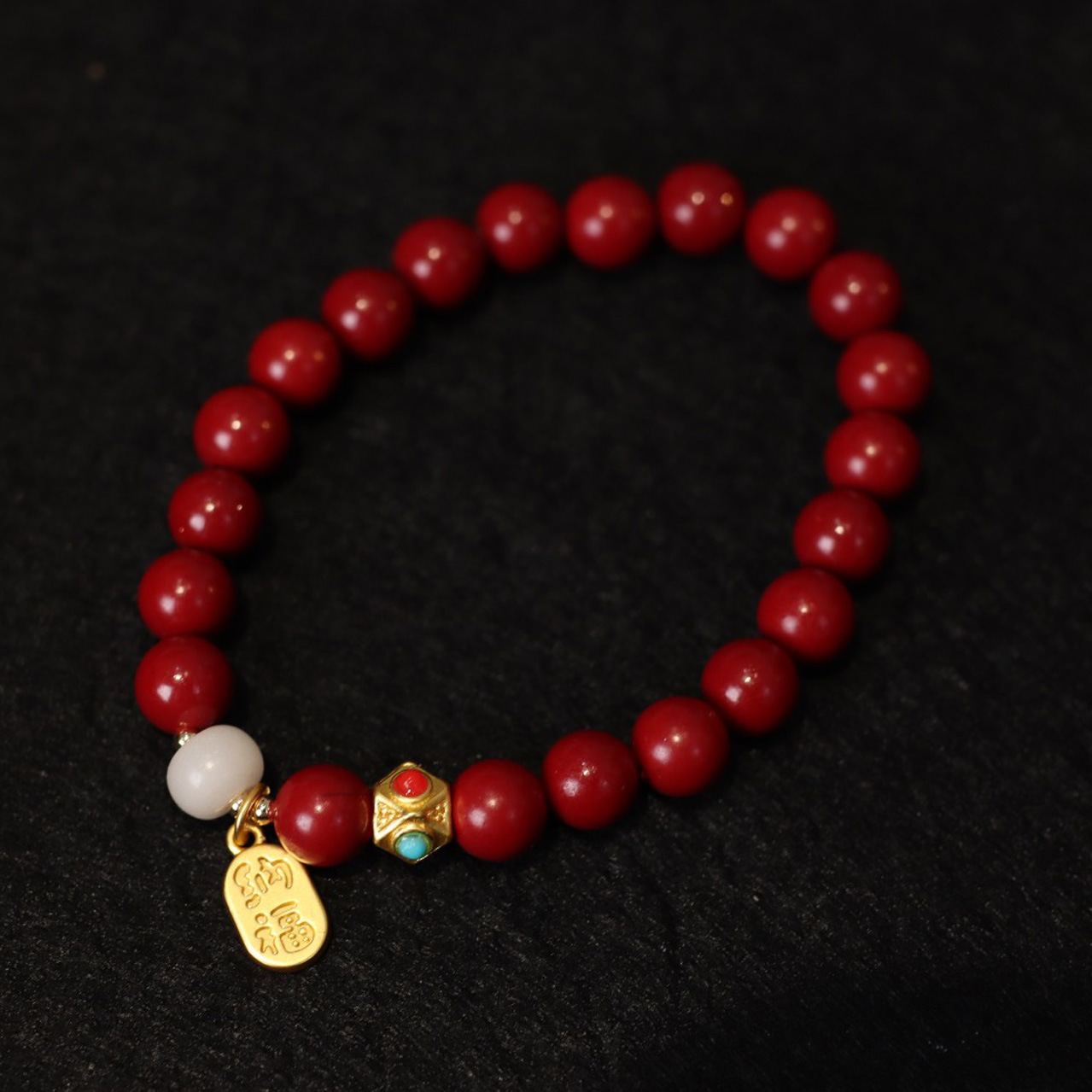 New Design Chinese Style Natural Purple Gold Sand White Jade Blessing Bracelet Vintage Gift for Girlfriend