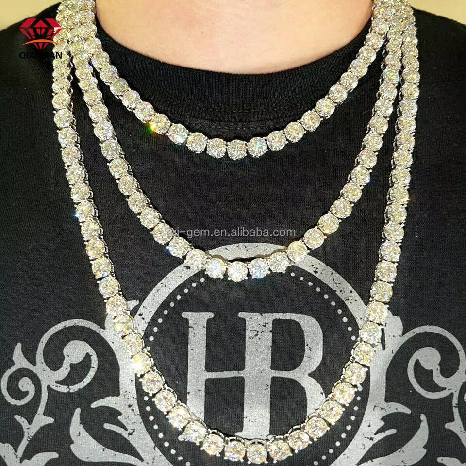 Jewelry 925 Silver 2mm-4mm Tennis Chain Gold Plated Necklace Tennis Chain