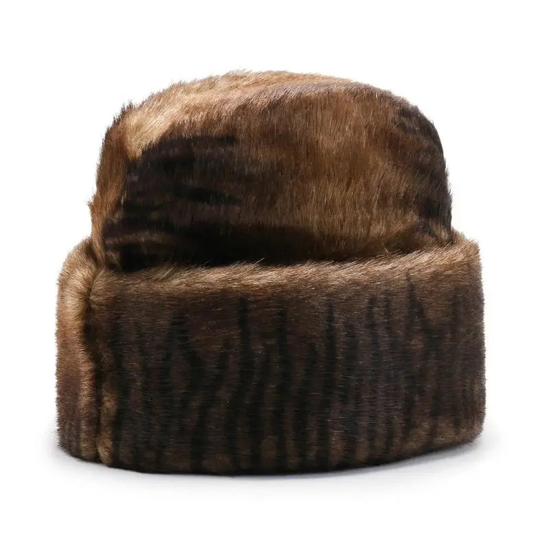 Winter Mink Hair Mens Hat Thick Cold Warm Hat Middle-aged and Elderly Flat Hat Elderly Hat Landlord Presidential Hat 250724
