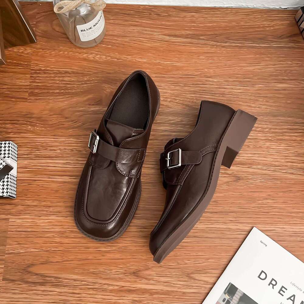 Designer Thick-Soled Leather Shoes Women, Height-Increasing Loafers, British Style Uniform Single Shoes, High-End Feel for Women