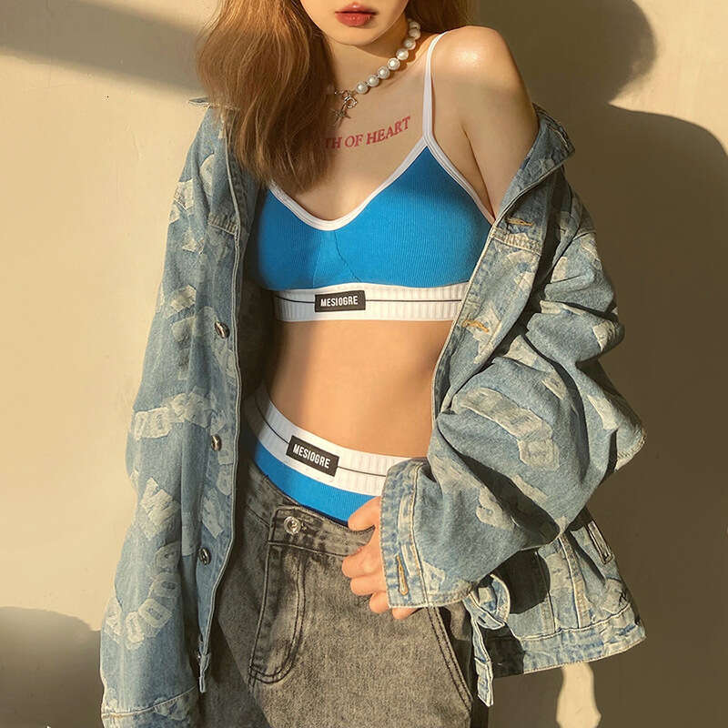 2020 Autumn Winter New Women's Fashion Color Block Crop Top and Shorts Two-Piece Set 63f