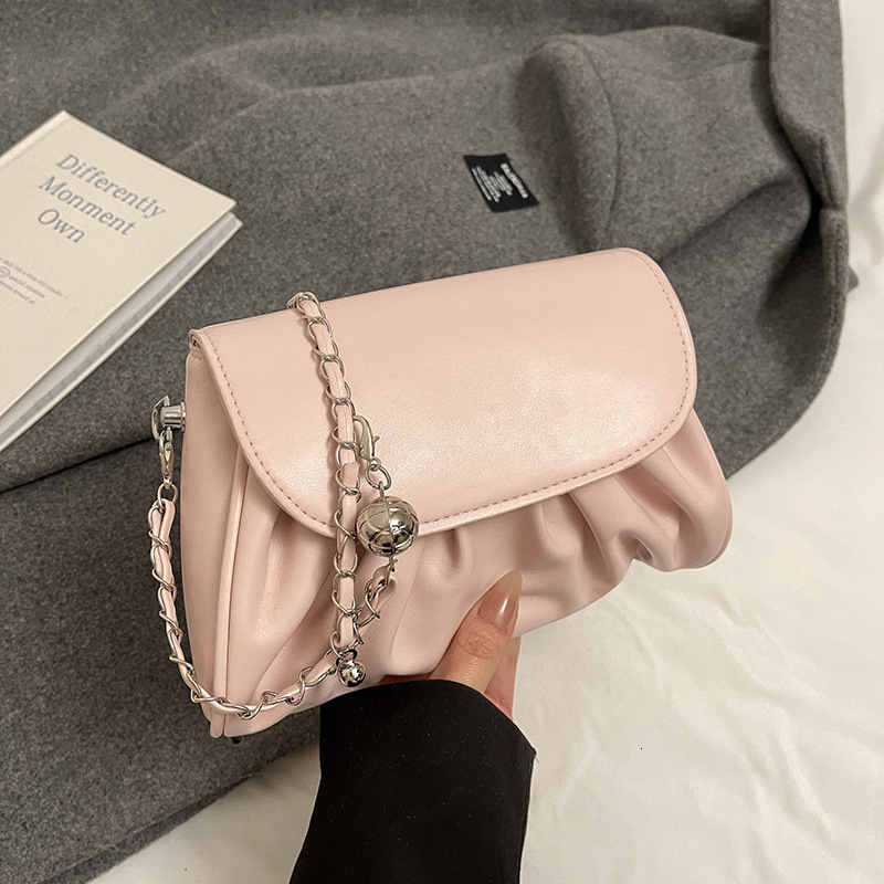 2025 Summer New Women's Shoulder Bag Fashion Summer New Solid Color Folded Handbag Cute Simple Chain women's Women's Crossbody Bag New 