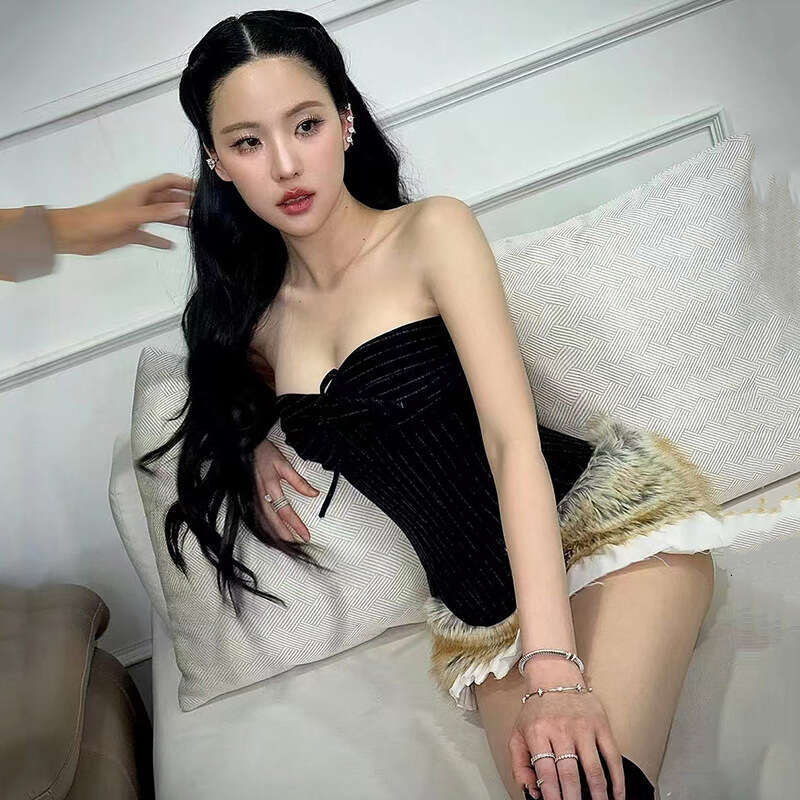2024 Autumn Winter New Women's Solid Color Slim Street Fashion Off-Shoulder Tube Top Backless Vest 2df