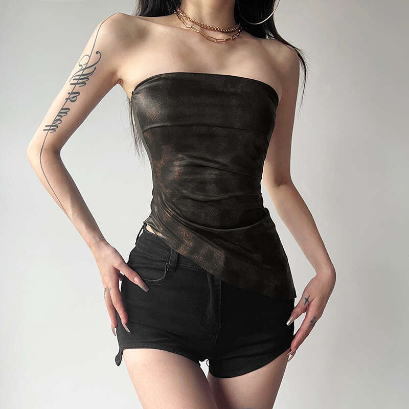 2023 Summer New Women's Solid Color Slim Street Fashion Off-Shoulder Sexy Backless Tank Top 491