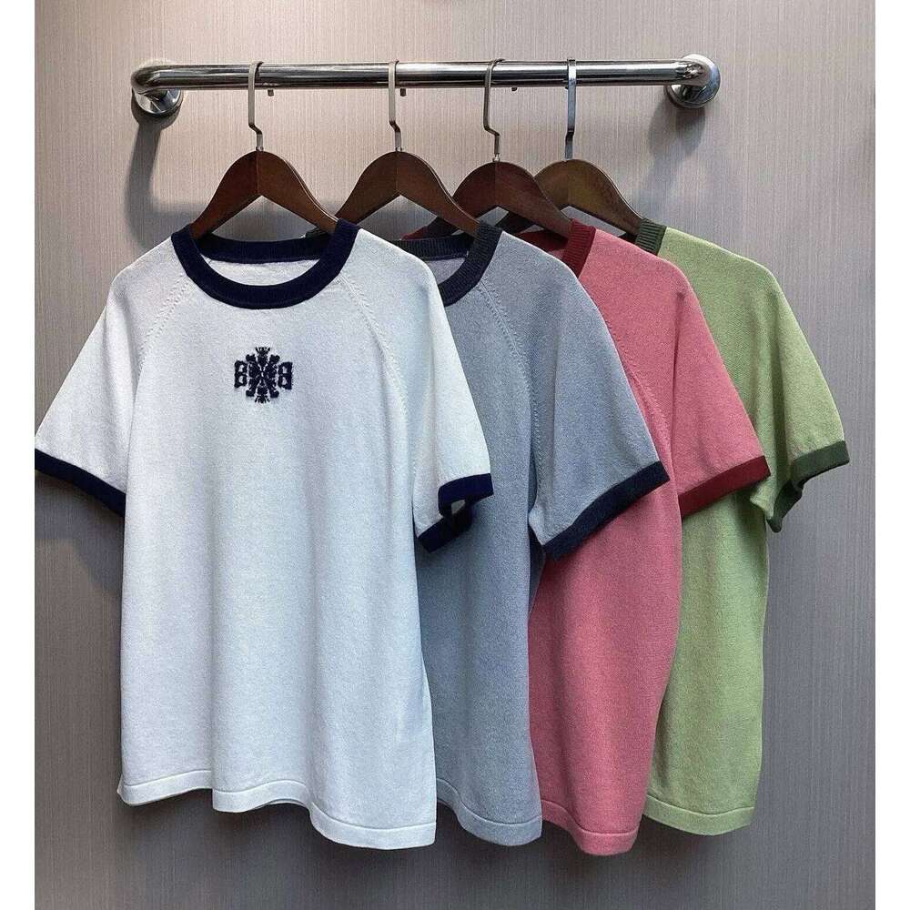 Designer Leisure High Quality 2025 new fashionable embroidered letter pattern temperament commuting short sleeved T-shirt