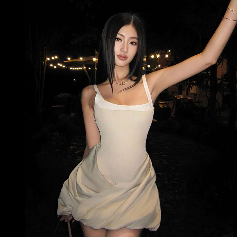 2025 Spring New Women's Solid Color Slim High Waist Street Fashion Strap Sleeveless Dress 25f