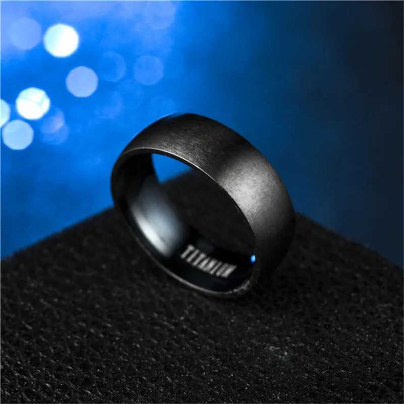 Fashion Mens Black Titanium Ring Matte Finished Classic Engagement Anel Jewelry For Male Wedding Bands Y250724