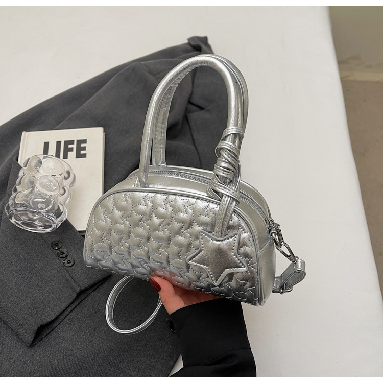 Luxury Brand Designer Bag Niche Design Star Pattern Bowling Bag For Women 2025 New Fashion Simple Single Shoulder Crossbody Pillow Bag