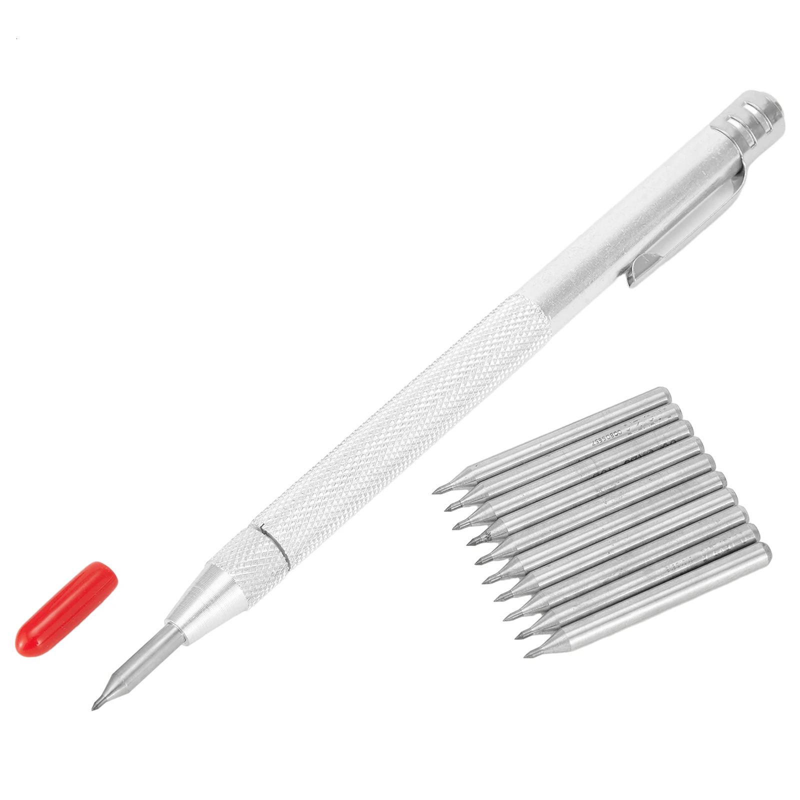 Carbide Tip Scriber With 10pcs Aluminium Pen Scriber Engraving Pen Ceramics Glass Shell Metal Construction Marking Tool