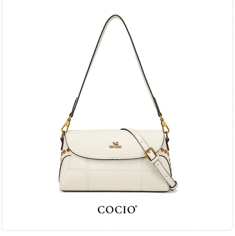 COCIO designer bag New minimalist and versatile high-quality baguette bag casual leather armpit bag womens handbag