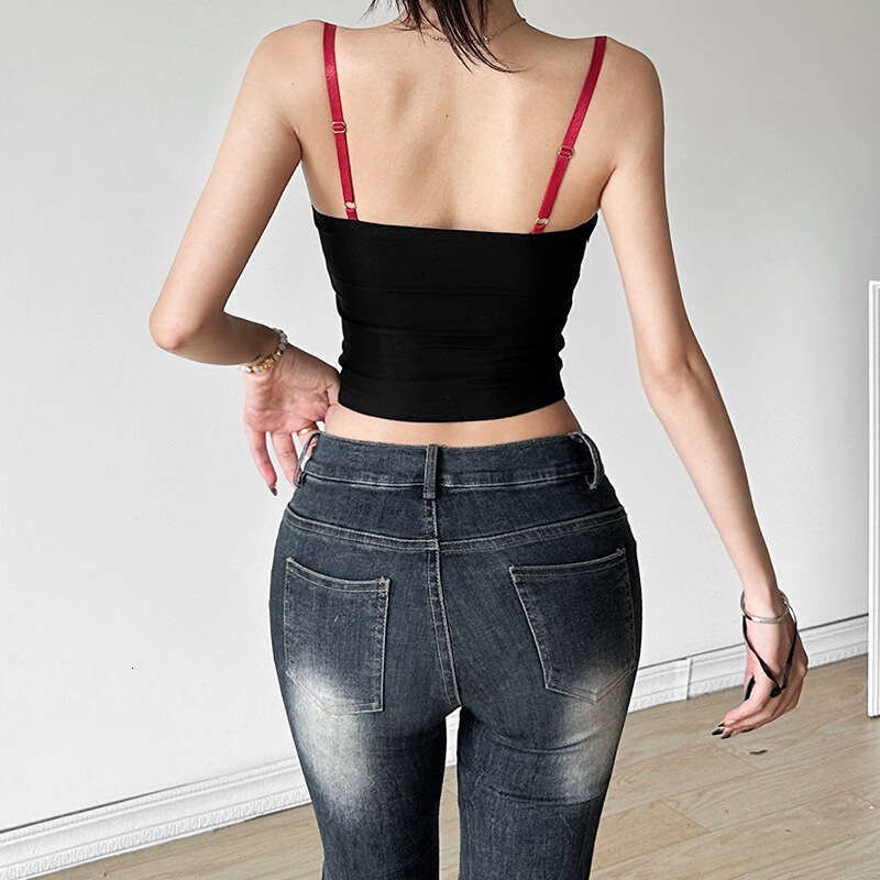 2024 Summer New Women's Solid Color Slim Fit Street Fashion Sexy Backless Tank Top b6d