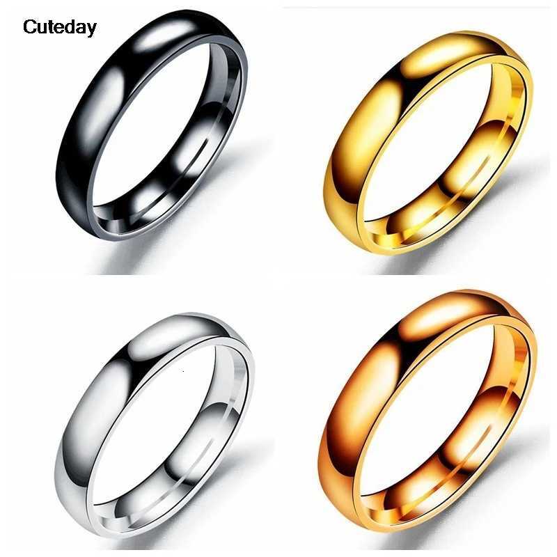 Simple 6/4mm titanium ring for women to prevent allergies high polished wedding ring stainless steel couple finger jewelry gift W250417