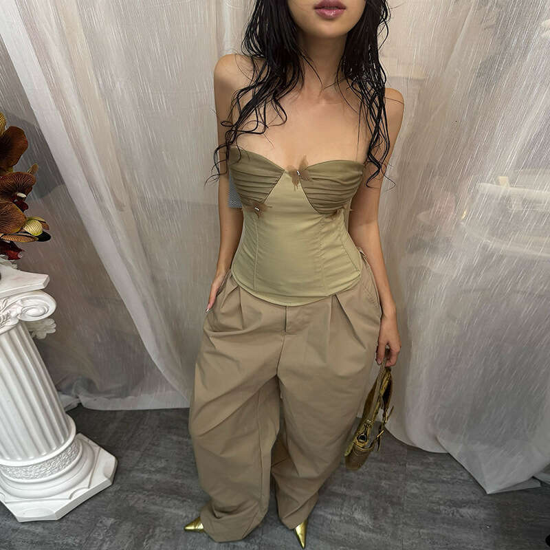2025 Spring New Women's Fashion Solid Color Slim Street Style Off-Shoulder Sleeveless Backless Tank Top b60