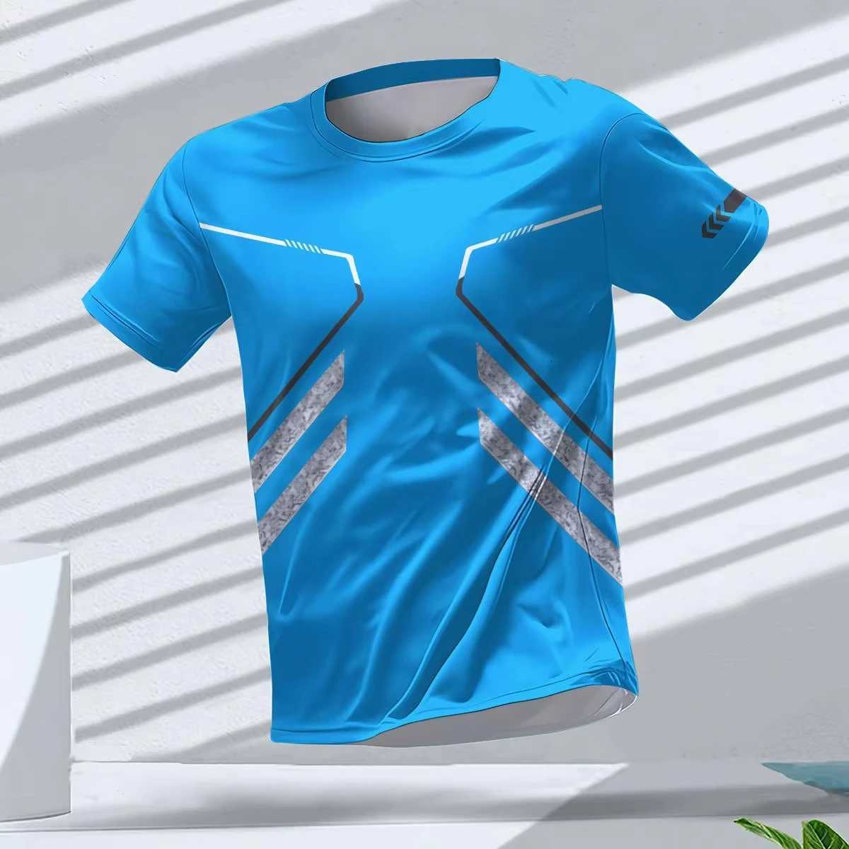 Mens outdoor summer outdoor running fitness short-sleeved quick-drying breathable mens T-shirt casual round neck T-shi Y250724