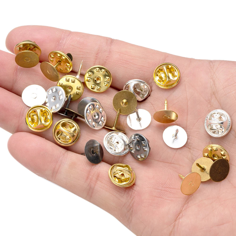 20/50 Sets Metal Locking Pin Back Brooch Lapel Cabochon Base For DIY Handmade Butterfly Brooch Jewelry Making Accessories Craft 250723