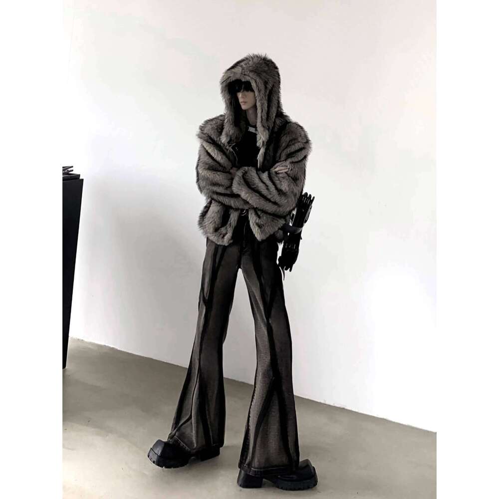 Fashion Mink Plush Imitation Jackets Men's 2025 Autumn Winter High-End Design Chic Faux Fur Coats Trendy Hooded Short Jacket