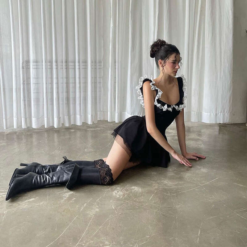 2024 Autumn Winter New Women's Solid Color Slim High Waist Street Fashion Strap Sleeveless Dress b5f