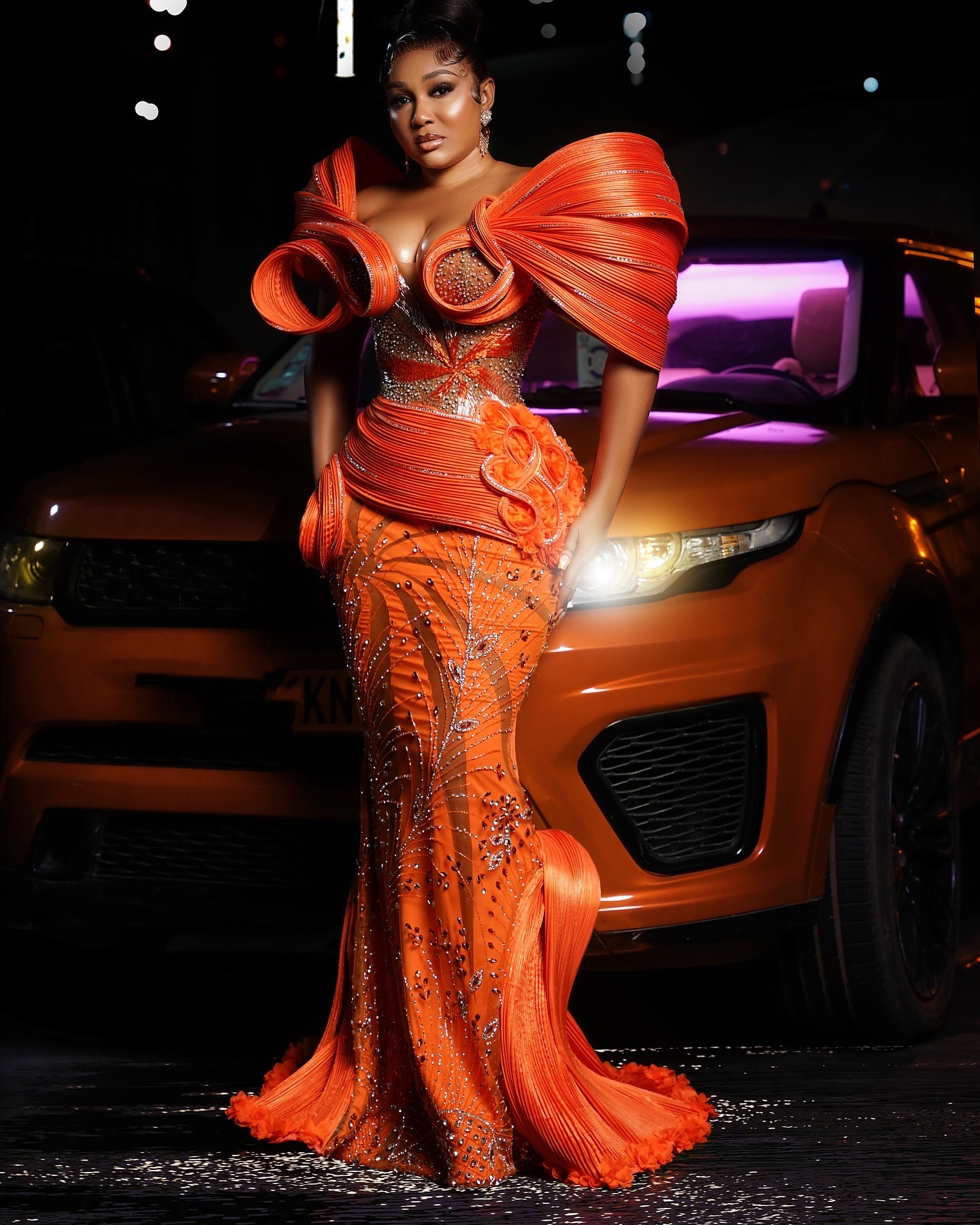 Mermaid Orange Prom Dresses 2025 Beaded Crystals Flowers Stylish Evening Formal Party Second Birthday Engagement Gowns Plus Size Dress For Special Occ