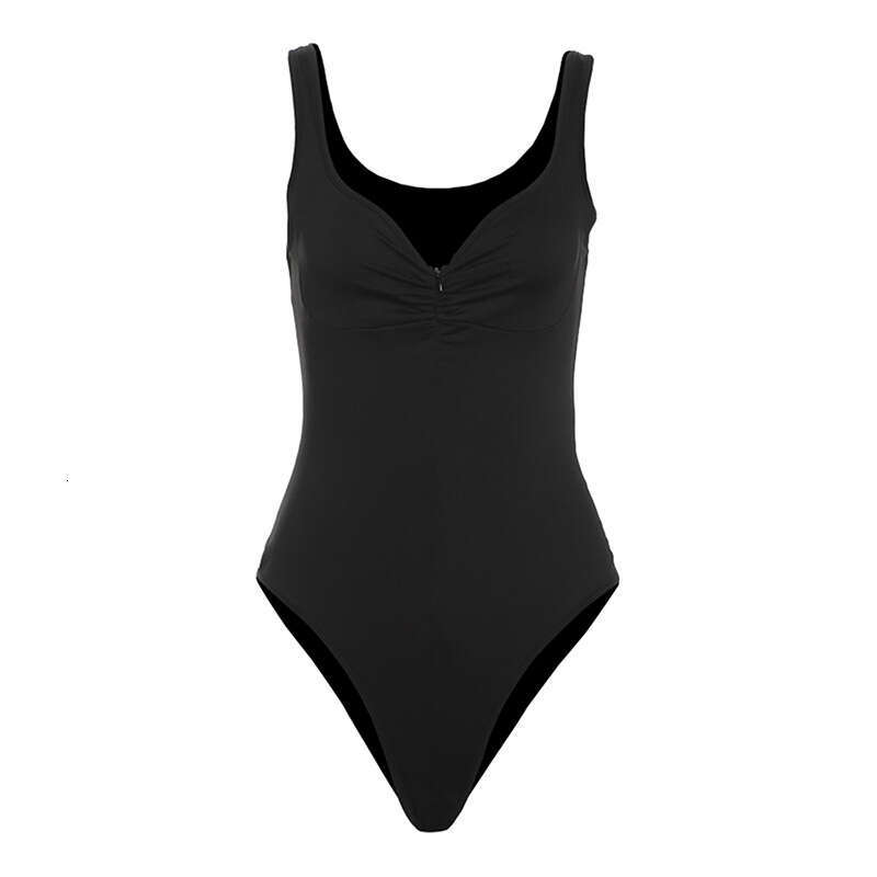 2025 Summer New Solid Color Sexy Fashion Hollow V-neck Sleeveless Slim Fit Bodysuit for Women ecd