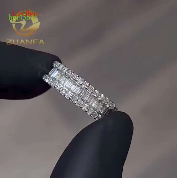 Lawstick cutting moissanite diamond hip-hop hoop pure silver men and women ice out ring