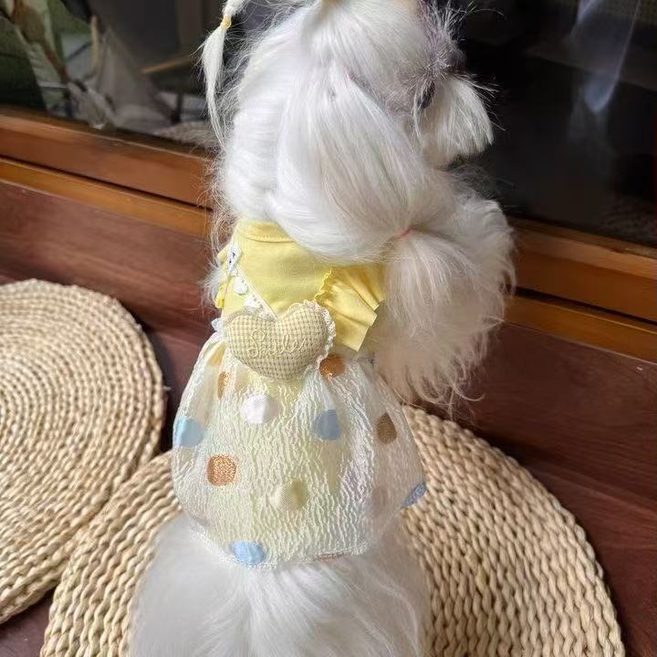T797 Pet summer dog clothes bubble plaid cat princess fragrance home bear Pomeranian clothes Teddy skirt