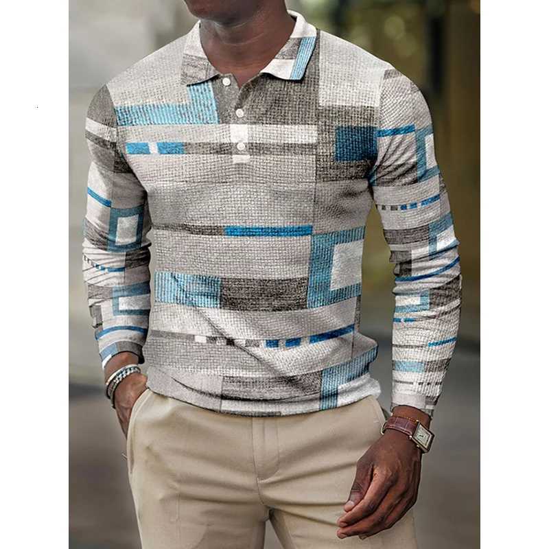 European And American Mens High-quality Long Sleeved Polo Shirt Hot Selling Long Sleeve Digital Printing Tops XJ250725