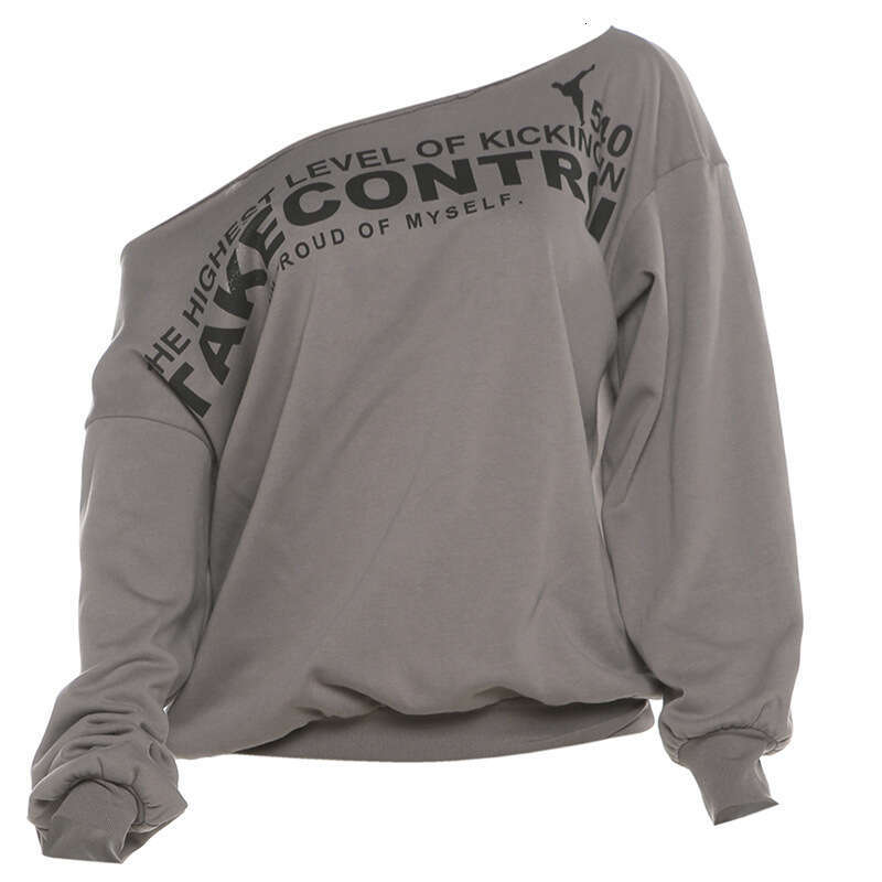 2024 Autumn New Women's Solid Color Loose Street Fashion Asymmetrical Neck Backless Long Sleeve Sweatshirt 6a5