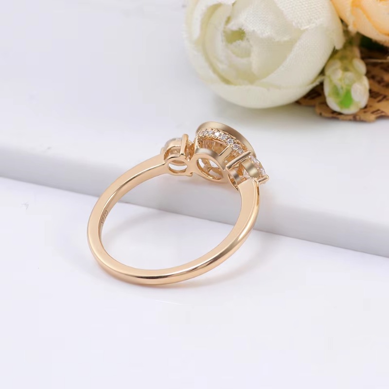 Three Stone Style Forged Fine Diamond Cut Vintage Womens Rings 0.5-2carat Round Bezel Lab Diamond Engagement Ring 14k Yellow Gold Fashion Jewe