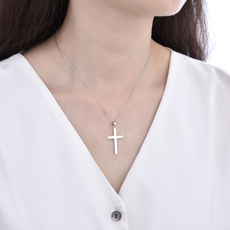 Sterling Sier Cross Necklace Jewelry Women Fashion Versatile Pendant Collarbone Chain for Men Jewelry for Women
