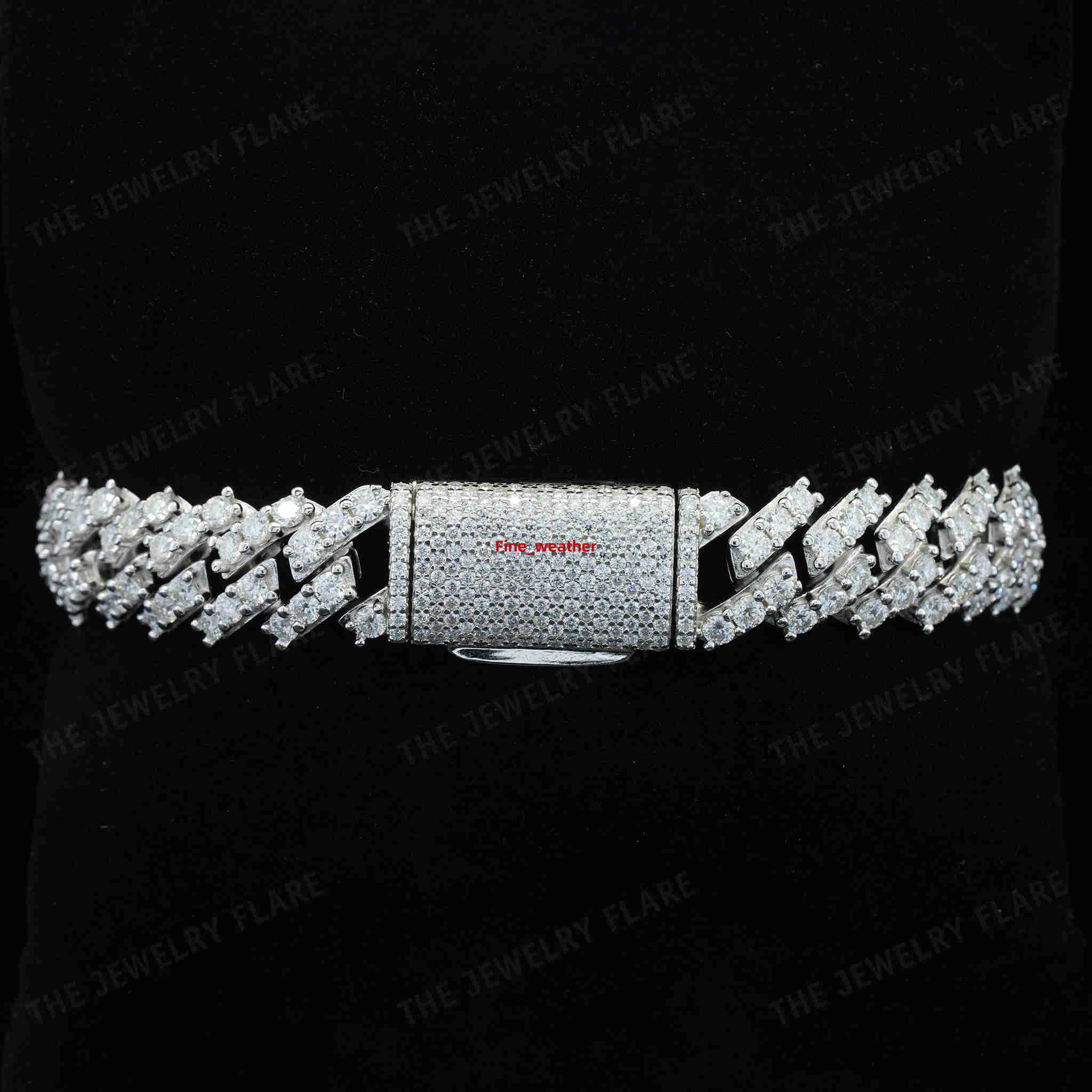 Hot Sale 12mm 2row Vvs Moissnaite Iced Out Hip Hop Jewelry Moissanite Cuban Link Chain Bracelet Moissanite Jewelry for Men Women