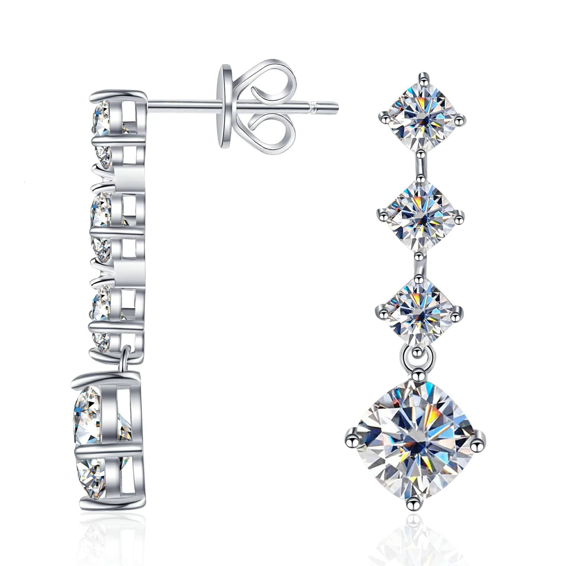 Wholesale 925 Sterling Silver Diamond Style GRA VVS 2ct Moissanite Earrings for Women Retro Luxury Fashion Jewelry for Weddings