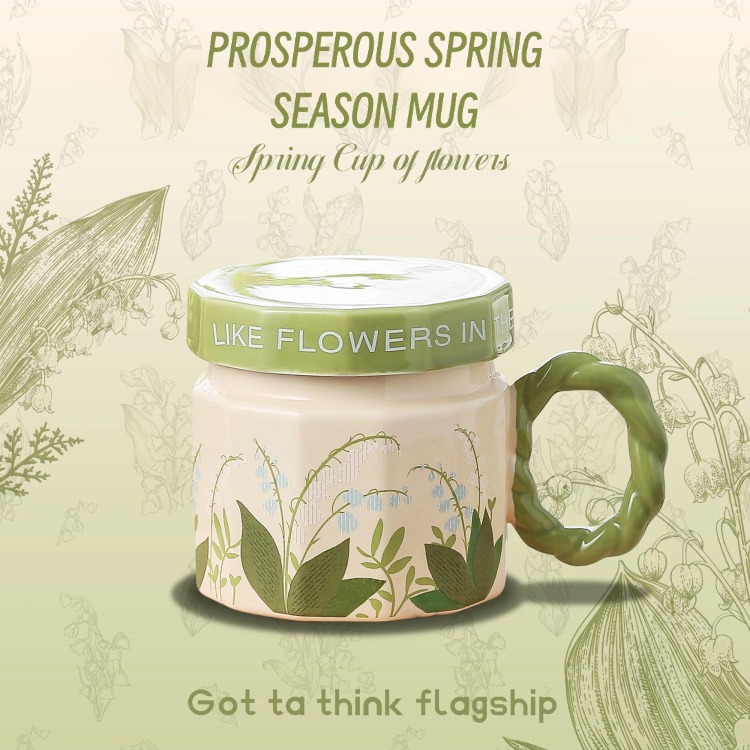 Mugs Spring Blossom Themed Cup Elegant Patterned Ceramics Ideal For Daily Brews