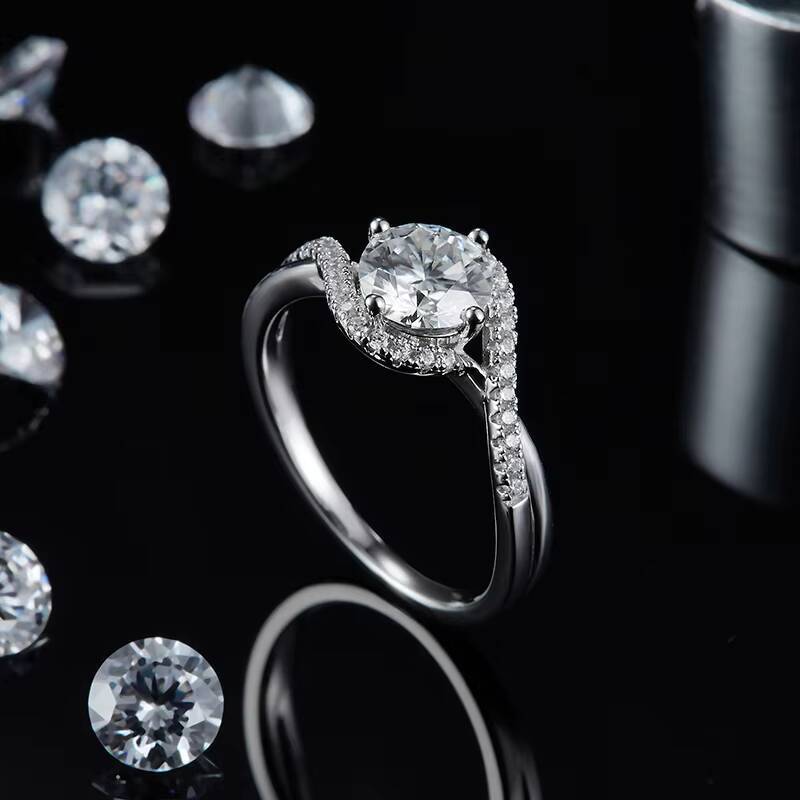 925 Sterling Silver D Color VVS 1ct Moissanite Engagement Rings for Women White Gold Jewelry