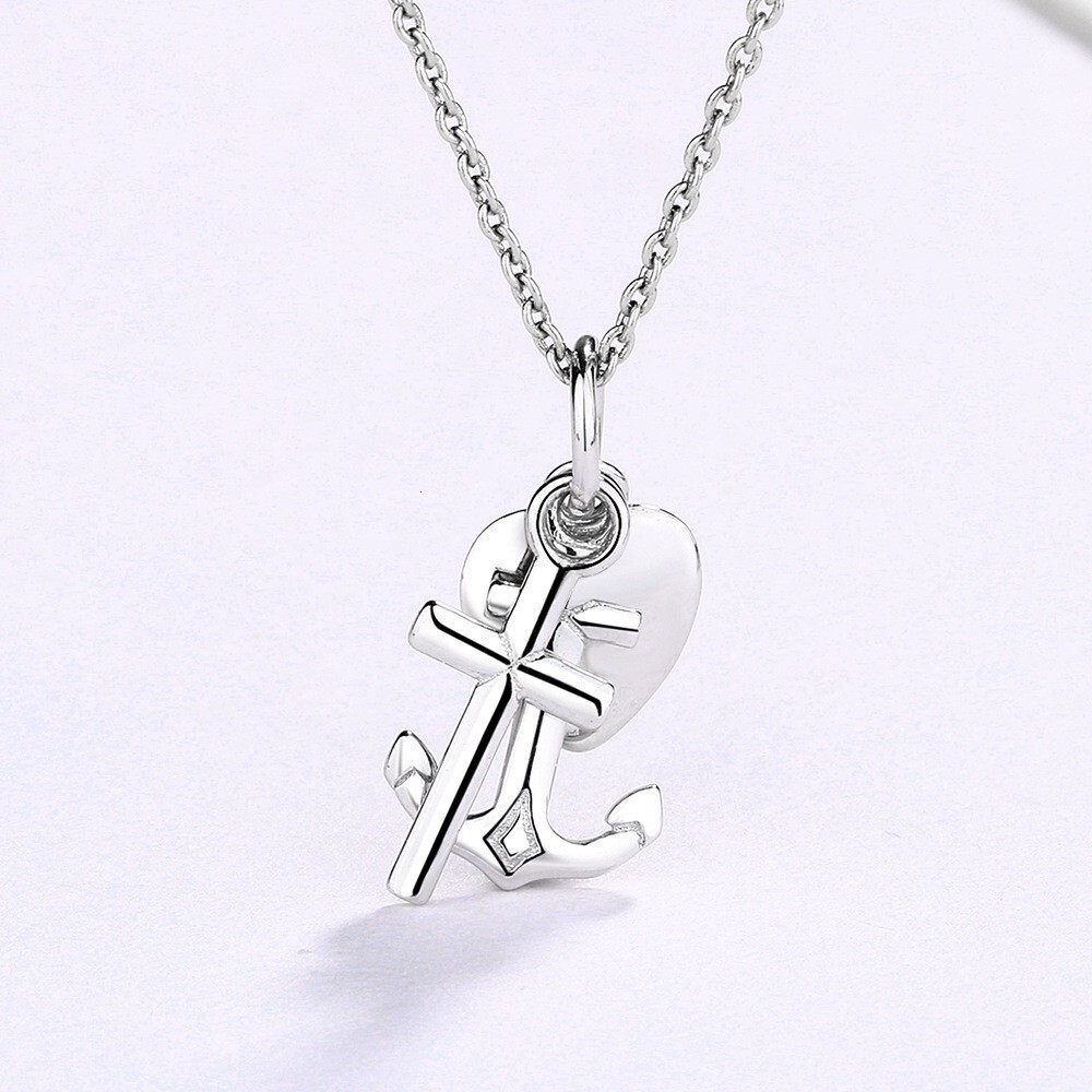 Sterling Sier Heart-shaped fashion Anchor Cross Pendant Women Necklace Jewelry Jewelry for Women