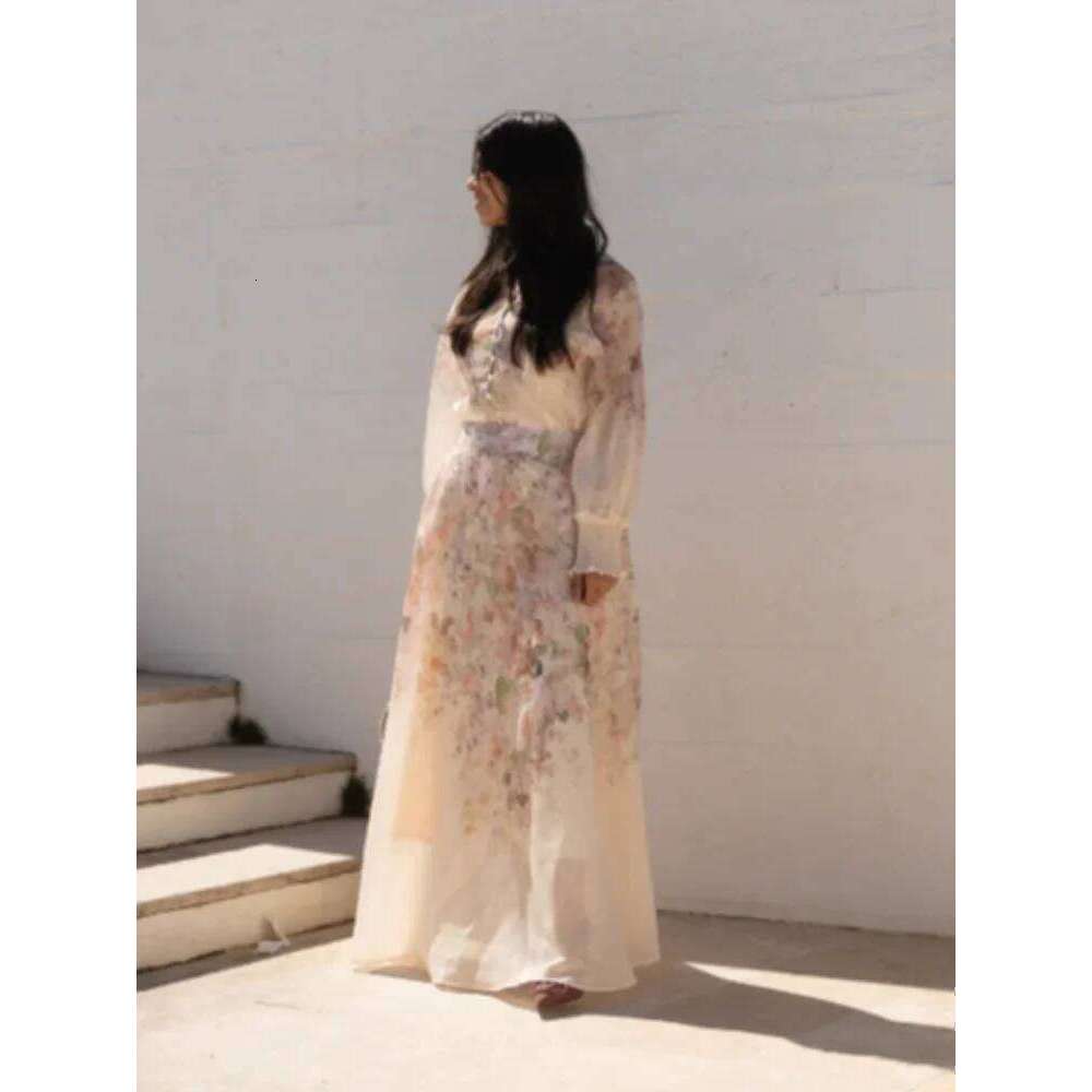 Chiffon Flower Printed Skirt Set Women Elegant Casual Button Shirt High Waist A-Line Long Skirts Suit 2025 Summer Holiday Outfit