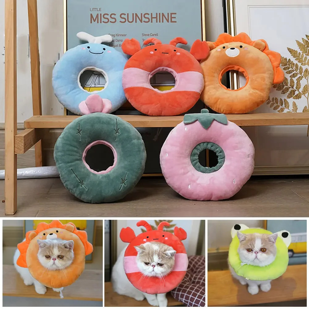 Pet Cat E-Collar Recovery Cone Protection Collar Adjustable Cotton Blends Neck Recover Collar Printed Elizabeth Circle for Cat 250716