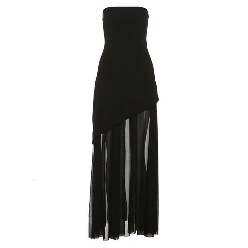 2025 Summer New Sleeveless Backless Slim Waist Slimming Irregular Tube Top Long Dress for Women ffc