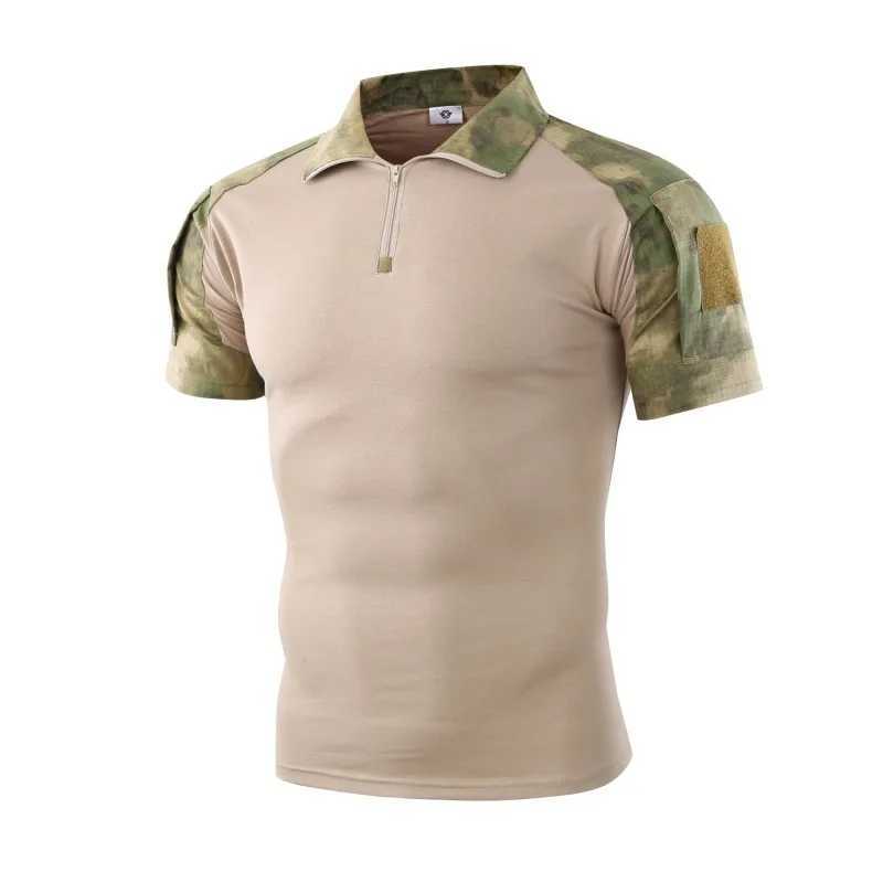New Outdoor Camping Combat Tactical Camouflage T-Shirt Military Uniform Tops Students Army Training Short Sleeve Shirt Navy Blue Y250724