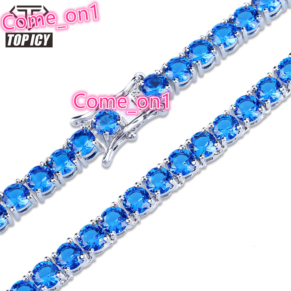 AAA CZ Zircon Colorful Tennis Chain Personalized Special Blue Red CZ Zircon Hiphop Necklace Chain 18mm 22mm Choker Necklace