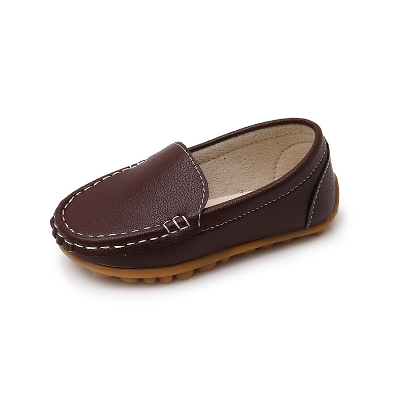 2850 Straight Black Unisex Children's Casual Versatile Little Leather Shoes ddmythur