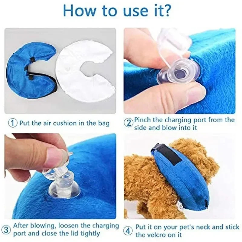 Dog Cones After Surgery Protective Inflatable Dog Collar Pet Recovery Collar Soft Pet Cone for Small Medium or Large Dogs Cats 250716