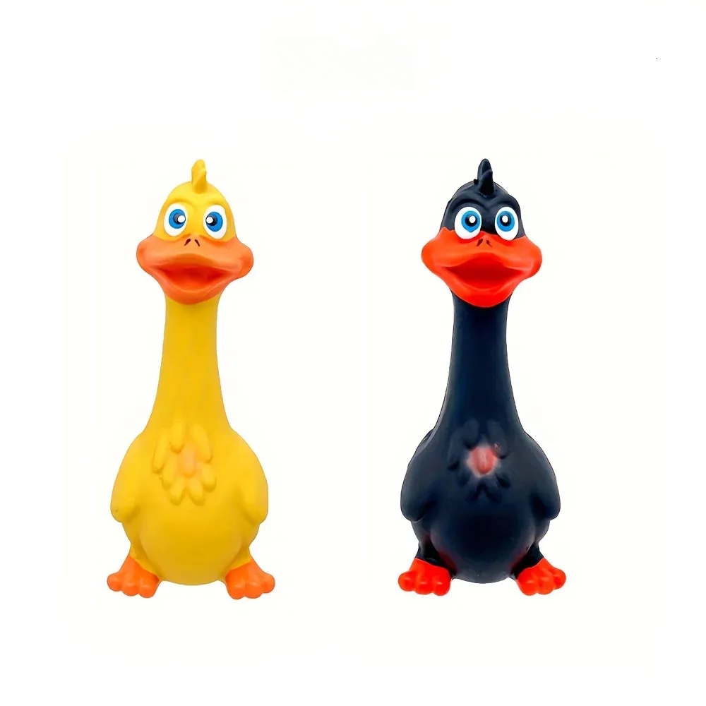 Rubber Squeaky Duck Dog Toys Durable Latex Puppy Screaming Duck Chew for All Breed Sizes Teeth Grinding Pet Play No Batteries Needed 3pcs/Pack