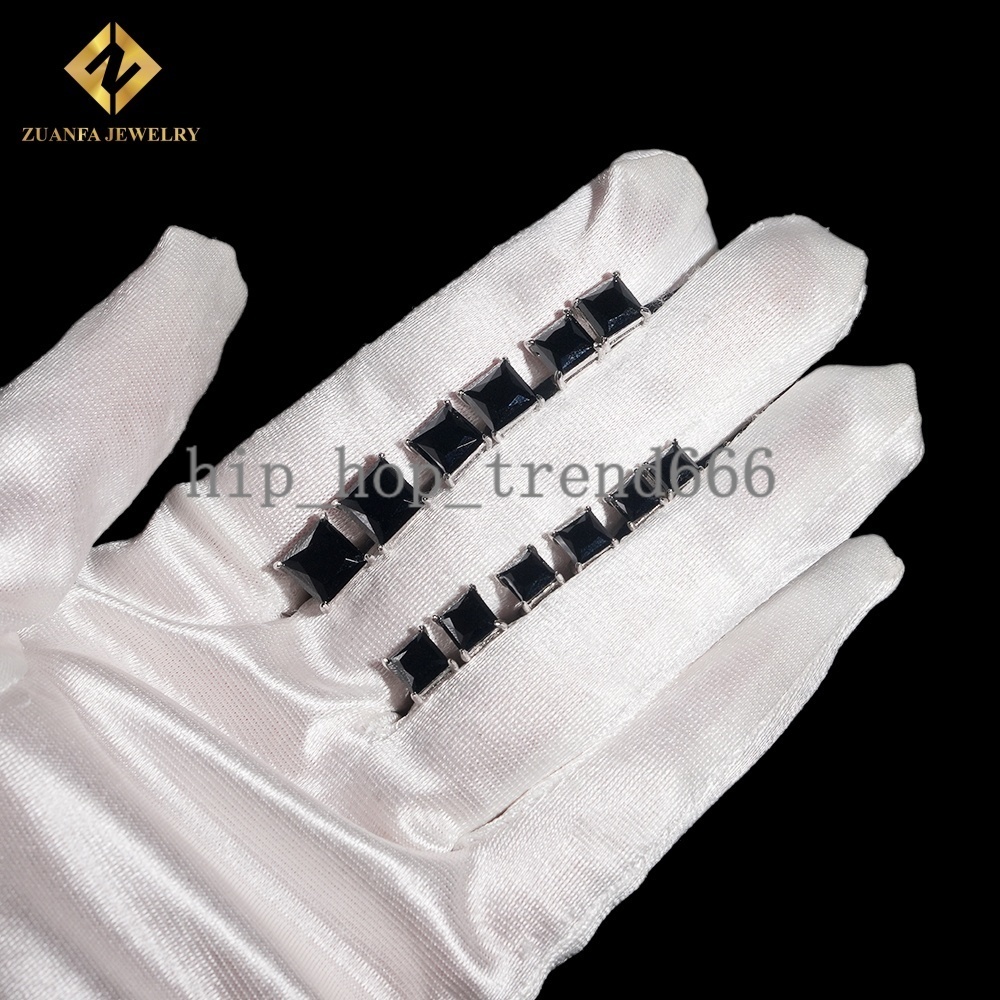 Special Black Moissanite Diamond Hip Hop Stud Earring Princess Cut 925 Sterling Silver Jewelry VVS Moissanite Iced Out Earring